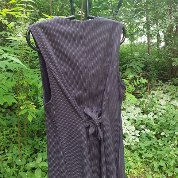 Vtg Longline Vest Dress Topper Pinstripe - Picture 6 of 7